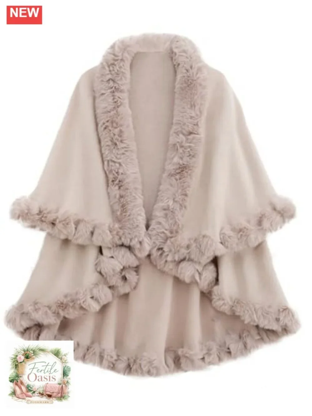 Faux Fur Shawl Wrap Women Winter Bridal Cover Up Cardigan